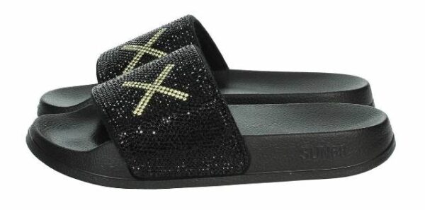 AANSTEKERS GIRL'S SLIPPERS LOGO STRASS NERO